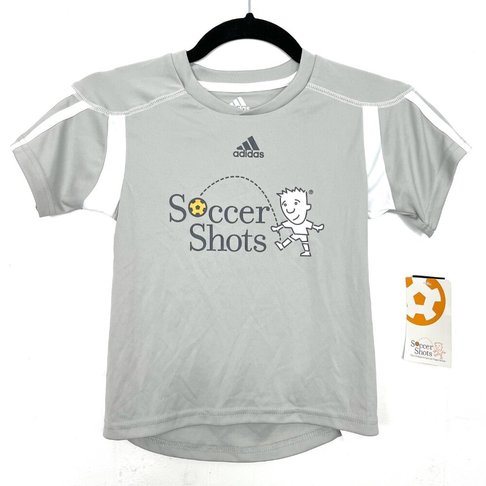 NWT Adidas Soccer Shots Grey T-Shirt Boys Small (8)